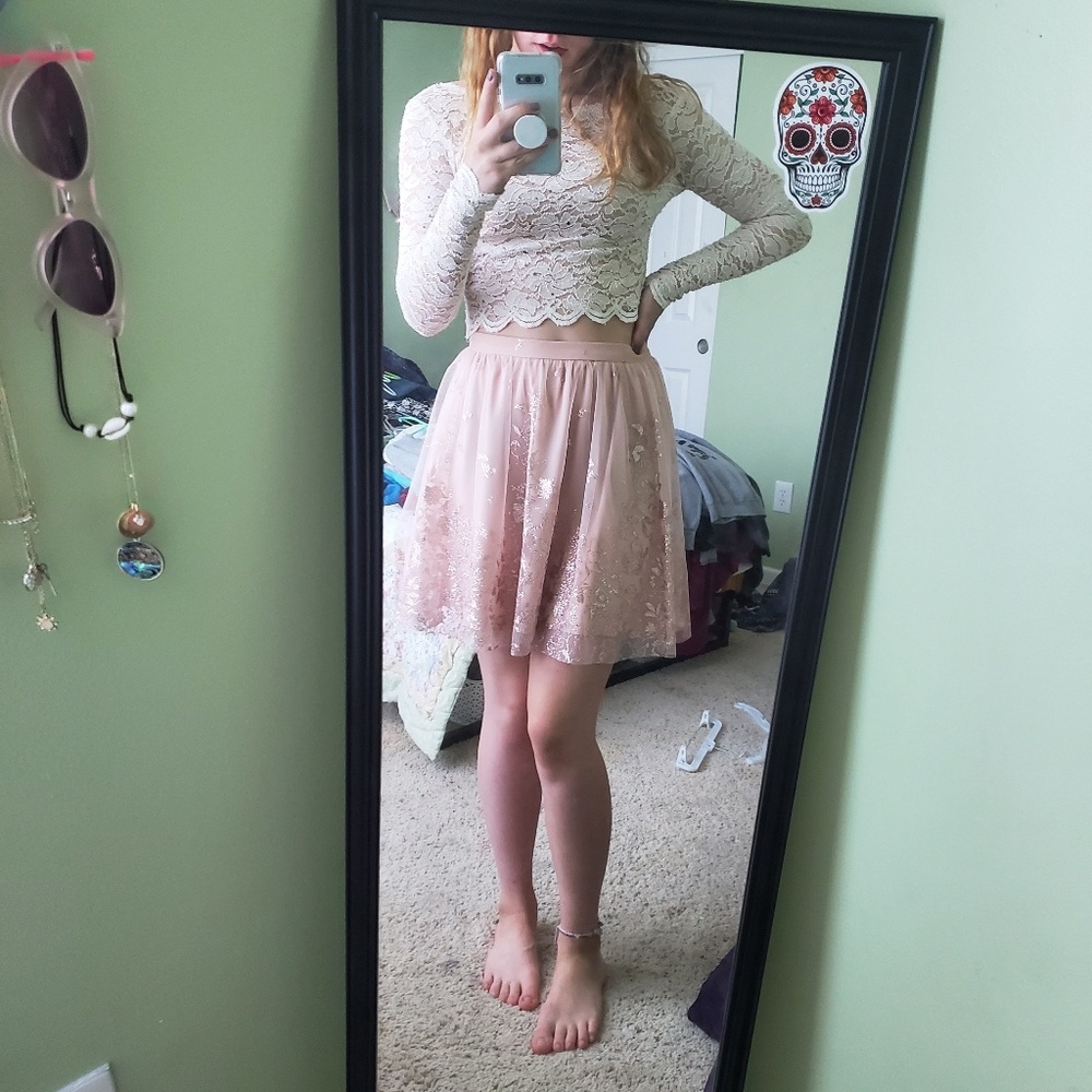 Blush and Cream Two Piece Homecoming Dress